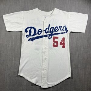 Vintage Los Angeles Dodgers Jersey Mens S White‎ MLB Candelaria 54 Teamwork USA